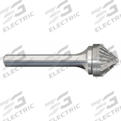 APPROVED VENDOR Carbide Bur: 90° Cone, SK-1, Double Cut, 1/4" x 1/8" Head - Double-Cut 90-Degree Cone Burs