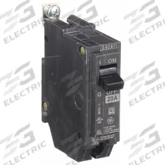 GE Miniature Circuit Breaker: THHQB, 20 A, 120/240V AC, Single Phase, 22kA at 120/240V AC, 1 Poles (MPN THHQB1120). Key specifications — attr195972: 20 A; attr195973: 120/240V AC; attr195974: Single; attr195975: 22kA at 120/240V AC; attr195976: Lighting Panels.