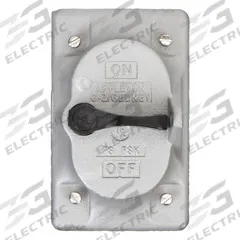 APPLETON ELECTRIC Weatherproof Cover: Aluminum, FD/FS, Square Handle Tumblers/Toggle Switches, Gray (MPN FSK-1VS-A). Key specifications — Brand: APPLETON ELECTRIC; Color: Gray; Compatible with Product Type: Square Handle Tumblers; Compatible with Series: FS; Mounting Orientation: Vertical.