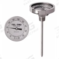 TEL-TRU Dial Thermometer: -40°F to 160°F, +/- 1% Accuracy, 12 in Stem Lg, Fahrenheit (MPN GT300R-1253). Key specifications — Temperature Units: Fahrenheit; Accuracy: +/- 1%; Brand: TEL-TRU.