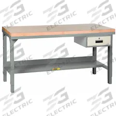 LITTLE GIANT Workbench: Adj Ht, Butcher Block, 48 in x 24 in, 3,000 lb Overall Load Capacity, Gray (MPN WSJ2-2448-AH-DR). Key specifications — Included Components: Drawer; Brand: LITTLE GIANT.