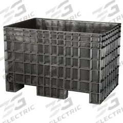 BUCKHORN Bulk Container: 13.8 cu ft, 41 5/8 in x 28 3/4 in x 27 3/4 in, Lid Not Included, Long Side (MPN BF4229280010000). Key specifications — Brand: BUCKHORN; Stackable: Stacking Capable; Shape: Rectangular; Runner Location: Long Side; Fork Entry: 2-Way Entry; Container Wall Type: Solid; Mobility: Stationary; Collapsible: Rigid.