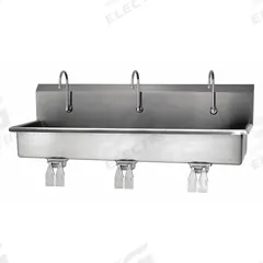 SANI-LAV Wash Station: 3 Stations, 8 in Bowl Dp, 57 in Bowl Lg, 16 1/2 in Bowl Wd, Faucet Included (MPN 56WSL-0.5). Key specifications — Includes Side Splash: Side Splash Not Included; Series: Stainless Steel Wash-Station; Brand: SANI-LAV.