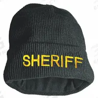 HEROS PRIDE Sheriff Hat: Universal, Black, Acrylic Knit Fleece Lined (MPN 6813). Key specifications — Color: Black; Size: Universal; Material: Acrylic Knit Fleece Lined.