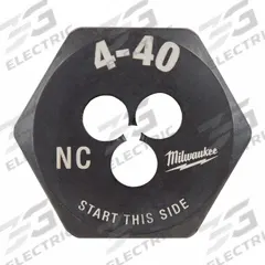 MILWAUKEE Hex Threading Die: #4-40 UNC, 1 in Hex Wd, Black Oxide Carbon Steel (MPN 49-57-5308)