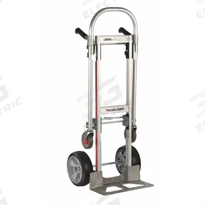 MAGLINER Convertible Hand Truck: 500 lb, Dual-Handle, Silver, Aluminum, Flat-Free - 2-Position Convertible Hand Trucks