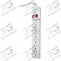 WOODS Surge Protector: 6 Outlets, 3 ft Cord Lg, 510 J Rated Energy, 15 A Current, White, 5-15P (MPN 41492). Key specifications — Brand: WOODS; Mounting Style: Non Mounting.