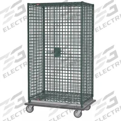 METRO Security Cart: 900 lb, 36 in L x 24 in W Self, 39 in L x 28 in W x 69 in H Overall Dim - Antimicrobial Wire Security Carts
