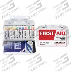 FIRST AID ONLY First Aid Kit and Housing: Industrial, 10 People Served, 74 Components, Metal (MPN 54582). Key specifications — Adhesive Bandages Included: (32) Bandages; Application: Industrial; Brand: FIRST AID ONLY; Housing Color: White; Housing Material: Metal; Includes Oral or Inhalant Medication: No Medication Included; Mountable: Wall Mount; Oral and Inhalant Medicinals Included: No Oral/Inhalant Medicinals.