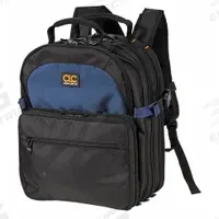 CLC Tool Backpack: 13 in W 9 in D 17 1/2 in H, Polyester, Black, 69 Inside Pockets, Polyester (MPN 1132). Key specifications — attr1116417: Adjustable Padded Shoulder Straps; attr1116432: CLC; attr1116408: Black.