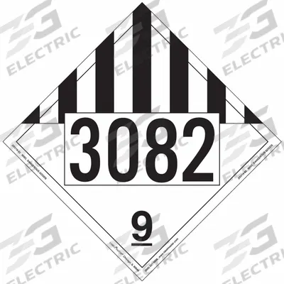 LABELMASTER Miscellaneous Dangerous Goods Placard: 3082, 10 3/4 in x 10 3/4 in, Vinyl - Class 9: Miscellaneous Hazardous Materials