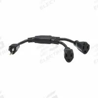 EATON TRIPP LITE Power Cord: 1 ft Lg, 3/16, 5-15P Plug, (2) 5-15R Receptacle, SJT, PVC, 13 A Current (MPN P022-001-13A-2). Key specifications — Brand: EATON TRIPP LITE; Jacket Material: PVC.