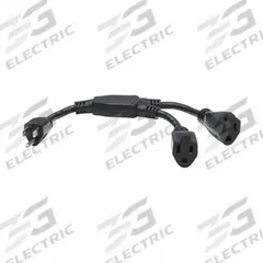 EATON TRIPP LITE Power Cord: 1 ft Lg, 3/16, 5-15P Plug, (2) 5-15R Receptacle, SJT, PVC, 13 A Current (MPN P022-001-13A-2). Key specifications — Brand: EATON TRIPP LITE; Jacket Material: PVC.