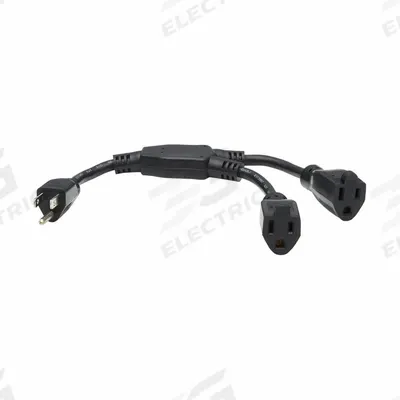EATON TRIPP LITE Power Cord: 1 ft Lg, 3/16, 5-15P Plug, (2) 5-15R Receptacle, SJT, PVC - General Purpose Power Cords with Splitters