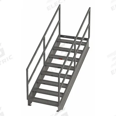 APPROVED VENDOR Portable Stairs: 8.3 ft Overall Ht, Steel, 500 lb Load Capacity, Serrated - Easy-Climb Steel Stairs