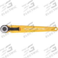 OLFA Rotary Cutter: Straight, 3/4 in Blade Dia, Stainless Steel, 5 1/2 in Handle Lg, Plastic (MPN RTY-4). Key specifications — attr307592: Stainless Steel; attr307594: Plastic; attr307595: Yes; attr324884: OLFA.