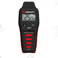 TRIPLETT Moisture Meter: Digital, LCD, Pinless, Wood, Flat Pinless, Not Certified (MPN MS120). Key specifications — Display Type: Digital; Probes Included: Flat Pinless; Features: Low Battery Indicator; Compatible Material: Wood; Digital Display Screen Type: LCD; Brand: TRIPLETT.