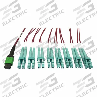 EATON TRIPP LITE Breakout Cables: (1) 16F MPO/PC Female (Green) x (8) LC Duplex Male (Aqua) - Fiber Optic Breakout Cables