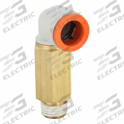 SMC Push-Fit Elbow Fitting: 1/2 in OD x 1/4 in Pipe Size, Push-to-Connect x MNPT - Polybutylene & Brass Tube Fittings