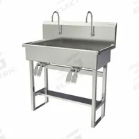 SANI-LAV Wash Station: 45 in Overall Ht, 37 in Bowl Lg, 8 in Bowl Dp, 0.5 gpm Flow Rate, 16 ga (MPN 54FK2.5). Key specifications — Includes Side Splash: Side Splash Not Included; Brand: SANI-LAV.