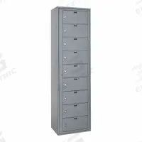 HALLOWELL Locker: 24 in x 15 in x 84 in, 9 Tiers, 1 Units Wide, Dark Gray, # Plate Included, Gray (MPN HUE454-9P-HG). Key specifications — Brand: HALLOWELL; Locker Color: Dark Gray; Assembled: Assembled; Number Plate Included: Yes.