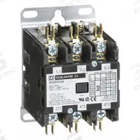 SQUARE D Definite Purpose Magnetic Contactor: 3 Poles, 277V AC, 30 A, Non-Reversing (MPN 8910DPA33V04). Key specifications — Brand: SQUARE D; Coil Voltage: 277V AC; Contactor Style: HVACR Definite Purpose Contactor; Terminal Connection Type: Quick-Disconnect Terminals; Maximum Voltage Rating: 600V AC; Series: 8910 Series Type DPA; Phase: Three; Main Pole Contact Form: 3NO.