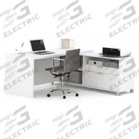BESTAR L-Shaped Office Desk: White, 71 1/8 in Overall Wd, 71 1/8 in Overall Dp, White (MPN 120863-17). Key specifications — Color: White; Desktop Color: White; Material: Particle Board; Product Material: Laminate Particle Board.