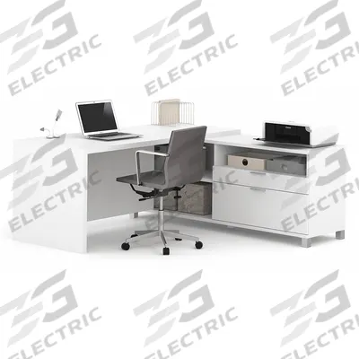 BESTAR L-Shaped Office Desk: White, 71 1/8 in Overall Wd, 71 1/8 in Overall Dp - Pro-Linea Series