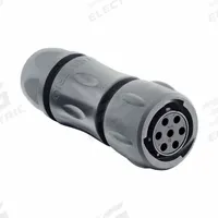 SOURIAU Electrical Connector: Trim Trio UTSX 14, Plug with Cable Gland, 7 Contacts, 10 A, 500V (MPN UTSX6JC147SSCR). Key specifications — Wire Size: 16 AWG; Includes Contacts: Contacts Included; Contact Type: Screw; Brand: SOURIAU; Coupling Type: 1/3 Bayonet; IP Rating: IP68; Series: Trim Trio UTSX; Contact Gender: Female.