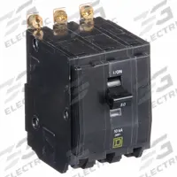 SQUARE D Miniature Circuit Breaker: 50 A, 120/240V AC, Three Phase, 10kA at 120/240V AC, 3 Poles (MPN QOB350). Key specifications — Phase: Three; Amps: 50 A; AC Voltage Rating: 120/240V AC; Max. AIR Rating: 10kA at 120/240V AC; For Use With: Square D NQOD Panelboards; Brand: SQUARE D.