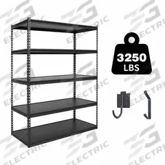 APPROVED VENDOR General Purpose Boltless Metal Shelving: Standalone, Heavy Duty, 48 in x 24 in, Open (MPN ATB-H48-24-72-5B). Key specifications — attr54754: Powder Coated; attr59549: 3250 lb; attr17396: Laminated Board; attr17398: Hammertone Finish; attr17401: Standard; attr35179: APPROVED VENDOR; attr54753: Heavy Duty; attr59360: Open.