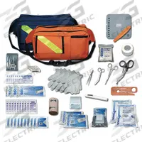 Trauma PAC: 74 Components, Nylon, Bag, Blue, Medication Included, Nylon (MPN 858). Key specifications — Brand: EMI; Adhesive Bandages Included: Adhesive Tape; Product Type: Trauma PAC; PPE and Disposal Equipment Included: CPR Lifeshield; Oral and Inhalant Medicinals Included: (4) Ammonia Towelettes; Tools Included: Bandage Scissor; Topical Medicinals Included: (8) Antimicrobial Hand Wipes; Wound Dressings Included: Emergency Pressure Bandage.
