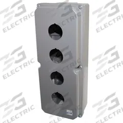 EATON Push Button Enclosure: 30mm, 4 Holes, Cast Zinc, NEMA 12/13/4/4X (MPN 10250TN14). Key specifications — attr211299: EATON; attr1043605: Oil-Tight and Dust-Tight.