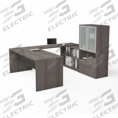 BESTAR U-Shaped Office Desk: Bark Grey, 71 1/8 in Overall Wd, 88 5/8 in Overall Dp - i3 Plus Series