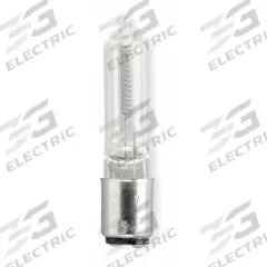 GE LAMPS Halogen Bulb: Halogen, Double Contact Bayonet (BA15d), (T) Tubular, T4, ESS, 120V AC, White (MPN Q250CL/DC(ESS)-120V). Key specifications — Light Color: White; Trade Number: ESS; Voltage: 120V AC; Brand: GE LAMPS; Bulb Shape: T4.
