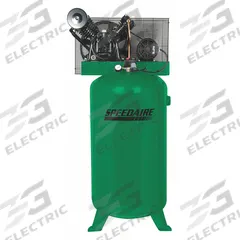 SPEEDAIRE Electric Air Compressor: 5 hp, 2 Stage, Vertical, 80 gal, 13.7 cfm, 175 psi, 230V AC (MPN 35WC82). Key specifications — attr48430: SPEEDAIRE; attr48445: 60 Hz; attr48448: Oil Sight Glass; attr48450: 230V AC; attr48474: Single; attr48487: Vertical.