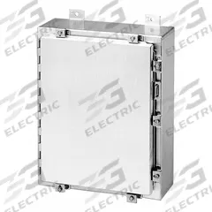 HOFFMAN Enclosure: Aluminum, 24 in x 24 in x 8 in, NEMA 12/3R/4/4X, Solid Cover, Hinged (MPN A24H2408ALLP). Key specifications — Brand: HOFFMAN; Closure Method: Clamps; Enclosure Material: Aluminum; Knockouts: Not Included.