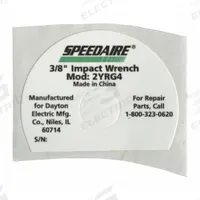 SPEEDAIRE Name Plate: Mfr Part # TT46305G, Compatible with Grainger Part # 2YRG4. Key specifications — attr948908: TT46305G; attr948910: 2YRG4.