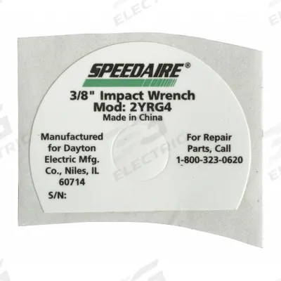 SPEEDAIRE Name Plate: Mfr Part # TT46305G - Air Tool Replacement Parts