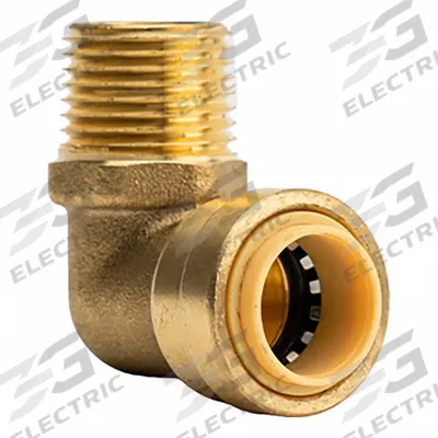 APPROVED VENDOR Push-Fit Elbow Fitting: 90° Elbow, 1/2 in OD x 1/2 in Pipe Size, Brass - Standard Brass Push-to-Connect Tube Fittings