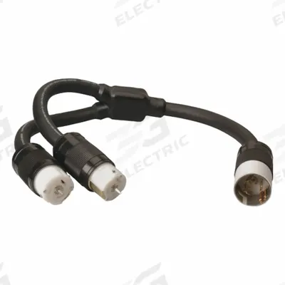 SOUTHWIRE Cord Adapter: 3 ft Lg, 6 AWG, Non-NEMA Plug, Non-NEMA Receptacle, Black - Plug Extension Cord Adapters with Splitters