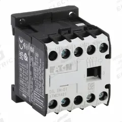 EATON Miniature IEC Magnetic Contactor: Non-Reversing, 3 Poles, 3NO Contacts, 9 A, 240V AC Coil (MPN XTMC9A01B). Key specifications — attr945107: EATON; attr972381: Yes.