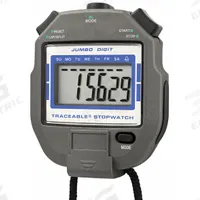 TRACEABLE STOPWATCH JUMBO DIGIT NIST 3X2: +/-0.001% Accuracy, Stopwatch Functions, Count Up, LCD (MPN 1051). Key specifications — Count Direction: Count Up; Accuracy: +/-0.001%; Alarm Type: Audible; Calibration Certificate Type: NIST; Digital Display Screen Type: LCD; Maximum Time Capacity: 23 hours, 59 minutes, 59 seconds; Resistance Properties: Water Resistant; Brand: TRACEABLE.