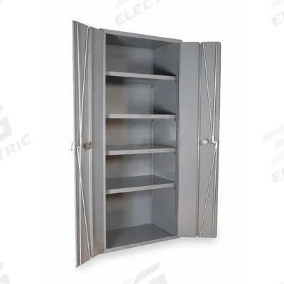 DURHAM MFG Storage Cabinet: 36 in x 18 in x 84 in, Swing Handle & Padlock Hasp - Tight-Clearance Industrial Shelf Cabinets