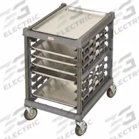 CAMBRO Bun Pan/Sheetpan Rack: 8 Slots, 3 in Betw Shelves, 90 lb Capac, 23 1/4 in Wd, 33 1/8 in Ht (MPN UPR1826U8580). Key specifications — Brand: CAMBRO; Color: Graphite; Material: Composite Plastic; Nesting: No; Pan Size: 13 x 18 in; Product Type: Ultimate Sheet Pan Rack; NSF Certified: Yes; Full Size/Half Size: Half Size.