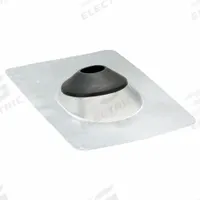12.5"H 9"W Steel Roof Vent Pipe Flashing: For Pitched Roof, Rectangular Base, For 10:12 Roof Pitch (MPN 11853). Key specifications — Top Opening: Open; Material - Collar: Rubber; Brand: OATEY.
