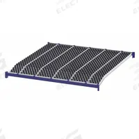 UNEX ROLLER RACK Gravity Flow Shelf: Tilt, 96 in x 96 in x 2 5/8 in, 3,000 lb Shelf Capacity, Steel (MPN RR99K2W8X8-L). Key specifications — Shelf Angle: Tilt; Finish: Powder Coated; Material: Steel; Brand: UNEX ROLLER RACK.