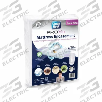 CLEANREST Mattress/Box Spring Protector: Hotel King, 80 in Overall Lg, 72 in Overall Wd - Mattress Encasements