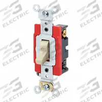 LEVITON Wall Switch: Toggle Switch, 4-Way, Maintained, Ivory, 120/277V AC, 20 A (MPN 1224-2I). Key specifications — Illuminated: No; Voltage Rating: 120/277V AC.