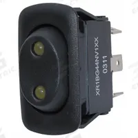 EATON Lighted Rocker Switch: 2 Positions, SPDT, On/On, Green (MPN XR3CG33NV1XX). Key specifications — AC Contact Rating: 10 A @ 277 V; Horsepower: 3/4 hp @ 277 V; Operator Illumination: Illuminated; Terminal Connection Type: 0.25 in Quick Connect Tab; Includes Lens: Lens Included; Series: X; Displayed Brand: EATON; Manufacturer Part Number: XR3CG33NV1XX.